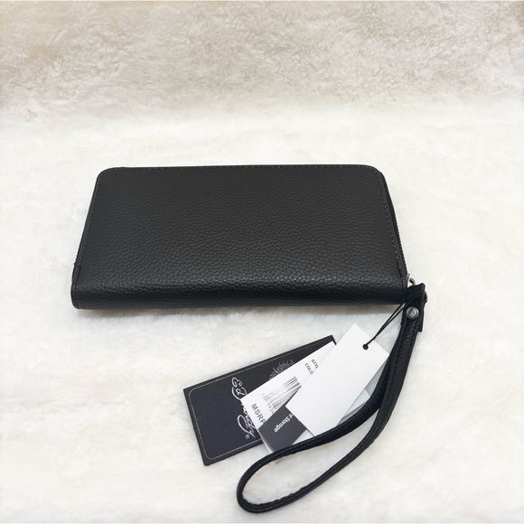 NWT Ed Hardy Black Floral Rhinestone Wristlet Wallet - Picture 3 of 4